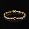 Estilo Ins Hip-Hop Europeo y Americano Trébol de Cuatro Hojas Circonita Cadena de Tenis Joyería Personalizada Personalizable Pulsera de Mujer de Gama Alta Accesorios