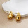 Pendientes colgantes de acero inoxidable de oro de 18 quilates con diseño transfronterizo europeo y americano, de lujo, estilo retro, versátiles y con textura rómbica.
