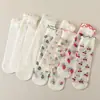 Medias de Cartulina Medias de Longitud Media para Niños Primavera y Verano Delgadas Medias con Encaje Estilo Lolita Japonés Medias de Moda con Frutas de Cristal
