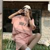 Traje deportivo de celebridad de internet para mujer, verano, fino, exterior, talla pequeña, holgado, casual, traje de correr, manga corta, shorts, conjunto de dos piezas