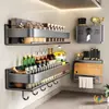 Estante de Almacenamiento de Cocina Montado en la Pared Sin Taladro Soporte para Cuchillos de Acero Inoxidable Estante de Almacenamiento de Condimentos de Múltiples Capas