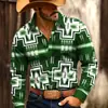 Item mais vendido em sites independentes: Camisa masculina de manga longa estilo western cowboy para primavera/outono, camisa casual versátil para uso diário ao ar livre