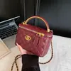Bolso Caja Bordado Acolchado de Diamantes Estilo Pequeño Fragante Transfronterizo Bolso Cruzado Cuadrado Pequeño de Moda Bolso de Mano con Cadena