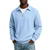 Suéter jacquard de punto trenzado para hombre de otoño transfronterizo con media cremallera, cuello camisero, mangas largas y top tipo polo texturizado