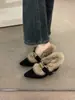 Zapatos de algodón tipo Birkenstock para mujer con plataforma interior, forro de polar, para otoño e invierno, aptos para uso exterior, con tacón alto y forro mullido, proporcionando calidez y comodidad