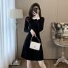 Roupas femininas novo outono e inverno Novo vestido de malha feminino estilo Chanel manga comprida camisola inferior saia preta