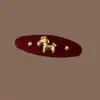 Pinza para el pelo de lana roja con diseño de poni y estrella de Año Nuevo para mujer, diseño dulce y único, herramienta para arreglar el flequillo para mujer