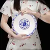 Prato de porcelana azul e branca de melamina plástico imitação de porcelana prato de hotel restaurante prato redondo fundo para sopa prato de peixe prato de refeição