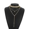 Collar gargantilla de moda europea y americana 10331 Cadena de garra larga de diamantes completos Collar multicapa Cadena para collar Personalizado Popular Moderno Cadena trasera