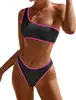 Bikini Sexy de Corte Dividido 2025 Tie-Dye Color Puro para la Costa Nuevo Bikini de Baño Europeo y Americano Estación Independiente Amazon