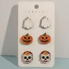 Aretes Decorativos de Madera para Niños de Halloween de Dibujos Animados Divertidos de Fantasma y Calabaza Transfronterizos Europeos y Americanos Juego Combinado