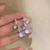 Pendientes Coreanos Nuevo Estilo Cielo Estrellado Mariposa Circón Súper Brillante Pendientes Largos Dulces y Suaves Estilo Bosque Vintage para Mujer