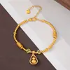 Nuevo Producto Que No Se Desvanece Fácilmente, Pulsera de Calabaza Dorada Arena Estilo Antiguo Incrustada con Diamantes, Joyería de Nicho de Lujo Ligero, Sensación de Alta Gama, Pulsera de Fortuna y Prosperidad para Mujeres