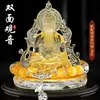 Nuevo Adorno de Coche con Vidrio para Consola Central Guanyin Interior del Coche Escritorio Frontal Perfume Bodhisattva Guanyin de Doble Cara Decoración de Instalación Segura