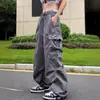 Pantalones Casuales de Trabajo Retro Americano con Bolsillos Elegantes, Corte Recto, Caída Suelta, Estilo Jogger, Pierna Ancha Holgada Largos para Comercio Transfronterizo
