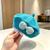 Boina para Niña Bebé Primavera Otoño Invierno Estilo Coreano Moda Tejido Lana Sombrero de Pintor para Bebé Niño Pequeño Niña