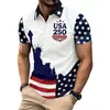 2026 Estados Unidos 250º Aniversário Camisa Polo Masculina Impressa em 3D Manga Curta Transfronteiriça Nova Tendência Casual