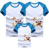 Ropa para padres e hijos camiseta de manga corta de cuello redondo y manga raglán con combinación de colores gxchristmas Navidad personalizada caricatura ropa infantil estilo europeo y americano
