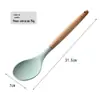Verde fresco 12 peças de madeira punho de silicone terno espátula espátula colher de sopa cozinhar utensílios de cozinha tubo de armazenamento