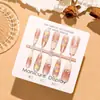 Puntas de Uñas Portátiles Tendencia en Tiktok con Acabado de Alta Gama, Pegatinas de Manicura Francesa con Estampado de Leopardo Ojo de Gato, Uñas Postizas Lindas Removibles
