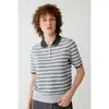 Camiseta de Verão Feminina Pulôver Xiaohe Tong com 5% de Caxemira, Gola Polo de Cor Contrastante, Tricô Listrado, Estilo Elegante para o Trabalho