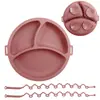 Alimento Complementario Infantil Transfronterizo Vajilla de Silicona Cordón Plato para Cenar Babero Bebé Tazón Complementario Ventosa Tenedor Cuchara Bebé Aprende a Comer