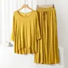 Conjunto de pijama modal feminino de verão fino solto com manga 3/4 casual plus size roupa externa conjunto de duas peças