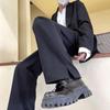 Pantalones cortos vibe diseño oversize sentido de la moda sentido nicho pantalones de calle llamativos para hombre sentido vertical pantalones de pierna ancha con abertura