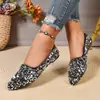Comercio exterior transfronterizo talla grande 2026 zapatos planos de punta, moda europea y americana otoño lentejuelas mocasines poco profundos para mujer