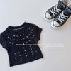 Camiseta Feminina de Verão de Manga Curta Estilo Coreano da Moda Celebridade da Internet Top Curto com Strass
