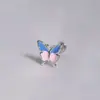 Polvo para uñas de labios de mariposa azul acero inoxidable uña del tragus color degradado rosca externa joyería de perforación de nicho nuevo