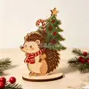 Ornaments de mesa de madeira de Natal de desenho animado retrô transfronteiriços pinguim urso boneco de neve decorações de mesa de sala de estar de feriado