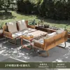 Sofá de Ratán para Exteriores de Tres Plazas Impermeable Protector Solar Casa de Huéspedes Patio Jardín Balcón Mesa de Café de Ocio al Aire Libre Silla de Ratán Muebles