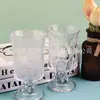 Estilo Palácio Chinês Retrô Vidro de Pé Alto Lote Pequeno Taça de Vinho Tinto Taça de Vinho de Frutas em Relevo Copo de Uísque Copo de Suco