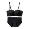 883 # Sutiã feminino original de peça única para busto pequeno, com bojo push-up, estampa xadrez, renda, sem aro, push-up ajustável