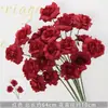 Rosas de Creme Simuladas de 3 Cabeças, Decoração de Fundo para Casamento, Arranjo de Flores para Guia de Estrada, Flores de Seda Estilo Europeu para Casamento, Flores Artificiais
