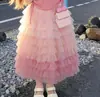 Conjunto para Menina 2026 Novo Estilo Saia Biscoito Fofa Infantil Vestido de Verão para Menina Conjunto de Duas Peças com Suéter de Seda de Gelo Tendência