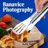 Pinzas para Alimentos de Acero Inoxidable Bright Sheng, Pinzas de Tres Líneas para Uso Doméstico, Pinzas para Pan, Pinzas para Barbacoa Anti-Quemaduras, Pinzas Multiusos para Asar Pescado y Carne