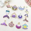Kit de Materiales para Colgantes de Aleación Esmaltada Serie Océano Morado DIY: Concha, Caracola, Estrella de Mar - Colgante Pequeño