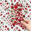 Pegatina de Flor Rosa Roja Caliente Transparente de PET Planta Flor Realista Impermeable DIY Escenario Material para Diario Pegatinas