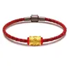 Pulsera de Hilo Rojo con Cuenta de la Fortuna del Mantra de Seis Caracteres de Oro Puro, Hilo de la Suerte, Suministro para Transmisión en Vivo, Regalo Corporativo, Venta al por Mayor desde un Solo Artículo