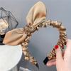 B153-1 Estilo Coreano Nova Tiara com Orelha de Coelho Cravejada de Diamantes Tecido Plissado Grampo de Cabelo Elegante de Alta Qualidade Acessório de Cabelo Versátil