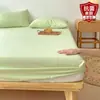 Sábana bajera de color liso, una pieza, algodón lavado, funda de cama antideslizante para una persona, protector de colchón de cobertura total, juego de tres piezas