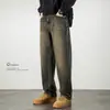 Calça Masculina Reta Solta Estilo Retro Americano Desgastada Lavada Tendência Casual Estilosa Nova Coleção Outono/Inverno 2025