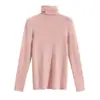 Camisa de Base Tricotada em Cashmere Amiga da Pele com Gola Alta Estilo Coreano para Mulheres, Outono e Inverno, Top Tricotado Sem Costura Espessado Moderno e Simples