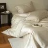 Juego de Cuatro Piezas de Color Liso de Lujo Ligero Lyocell Tencel Sábana Ultra Suave Funda Nórdica Verano Tacto de Alta Gama Ropa de Cama de Seda Helada