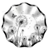Mu007 Diente de León Pequeño Transparente Planta Placa Ondulada Vajilla Festiva Set de 6 Piezas para 8 Personas Plato de Papel Papel de Seda