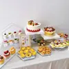 Suporte de Mesa para Sobremesas de Casamento Enfeites para Bolo de Aniversário Mesa de Exibição de Bolos e Doces Bandeja Branca para Doces de Chá da Tarde