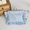 Bolsa de Maquillaje Rayada Fresca y Sencilla con Alto Atractivo Estético, Bolso de Mano con Borde Fruncido, Estuche de Maquillaje Diario para Estudiantes, Bolsa Interior