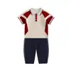 Roupas de Aula para Alunos do Ensino Fundamental Roupas de Verão Traje Esportivo de Manga Curta Uniforme Escolar de Formatura Estilo Colégio Britânico Infantil Uniforme de Jardim de Infância